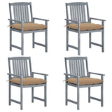 vidaXL Garden Chairs 2 pcs with Cushions Solid Acacia Wood Grey