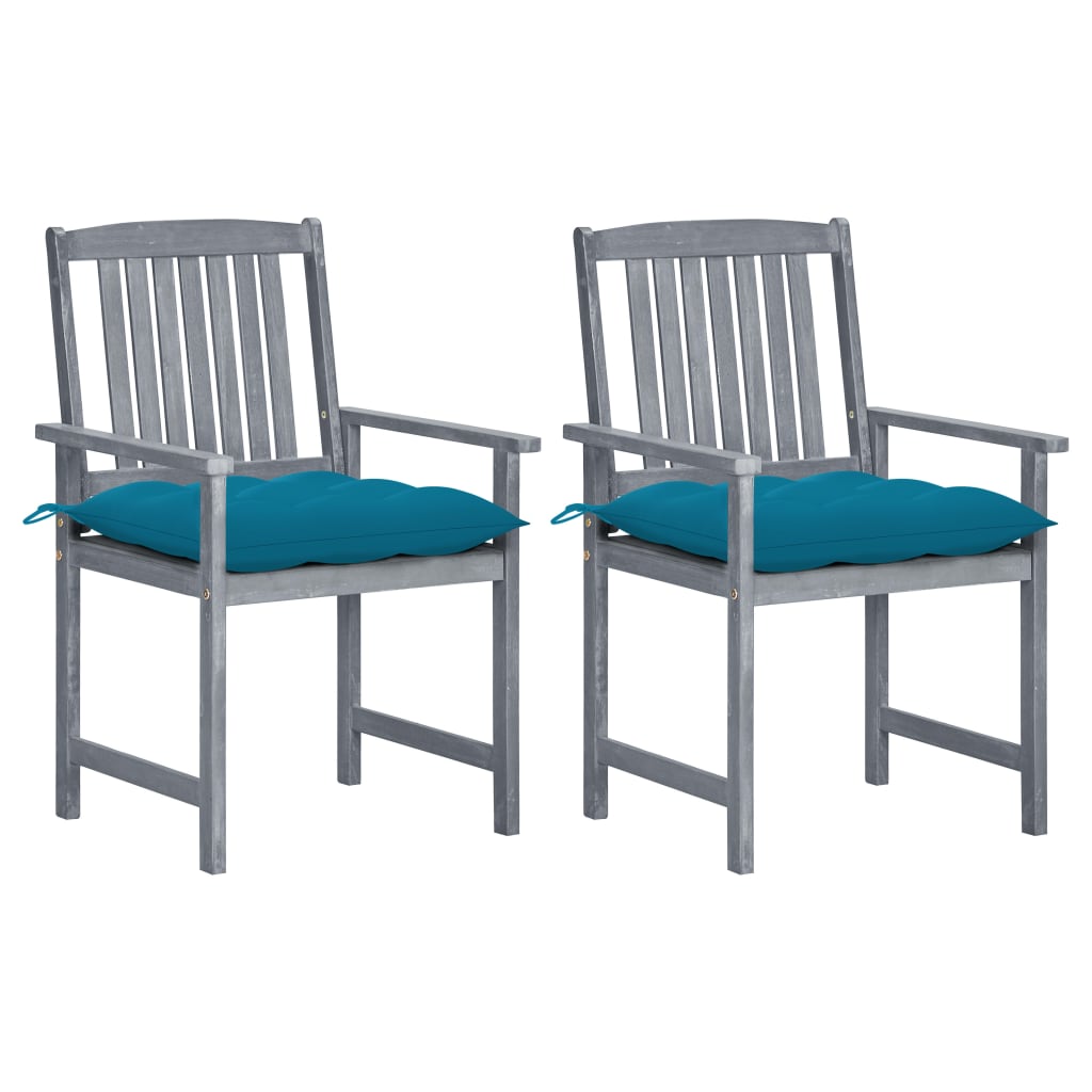 vidaXL Garden Chairs 2 pcs with Cushions Solid Acacia Wood Grey