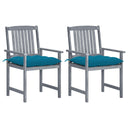 vidaXL Garden Chairs 2 pcs with Cushions Solid Acacia Wood Grey