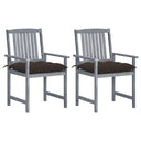 vidaXL Garden Chairs 2 pcs with Cushions Solid Acacia Wood Grey