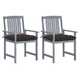 vidaXL Garden Chairs 2 pcs with Cushions Solid Acacia Wood Grey