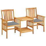 vidaXL Garden Chairs with Table and Cushions Solid Acacia Wood