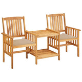 vidaXL Garden Chairs with Table and Cushions Solid Acacia Wood