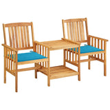 vidaXL Garden Chairs with Table and Cushions Solid Acacia Wood