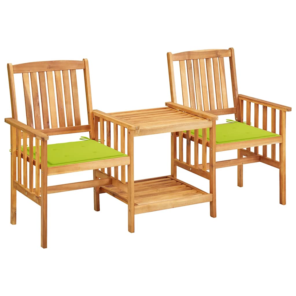 vidaXL Garden Chairs with Table and Cushions Solid Acacia Wood