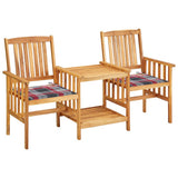 vidaXL Garden Chairs with Table and Cushions Solid Acacia Wood
