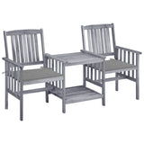 vidaXL Garden Chairs with Table and Cushions Solid Acacia Wood