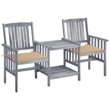 vidaXL Garden Chairs with Table and Cushions Solid Acacia Wood