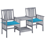 vidaXL Garden Chairs with Table and Cushions Solid Acacia Wood
