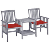 vidaXL Garden Chairs with Table and Cushions Solid Acacia Wood