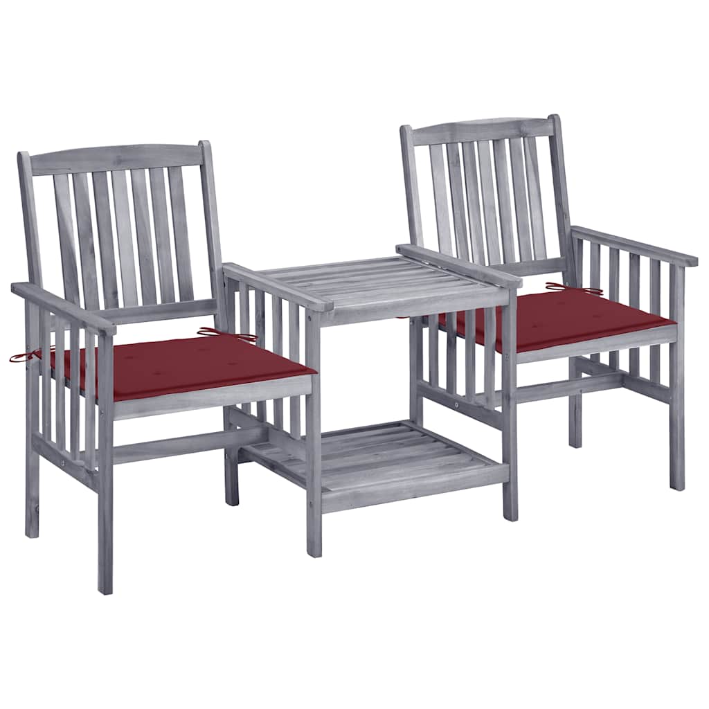 vidaXL Garden Chairs with Table and Cushions Solid Acacia Wood