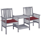 vidaXL Garden Chairs with Table and Cushions Solid Acacia Wood