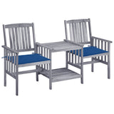 vidaXL Garden Chairs with Table and Cushions Solid Acacia Wood