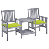 vidaXL Garden Chairs with Table and Cushions Solid Acacia Wood