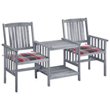 vidaXL Garden Chairs with Table and Cushions Solid Acacia Wood