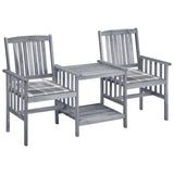 vidaXL Garden Chairs with Table and Cushions Solid Acacia Wood