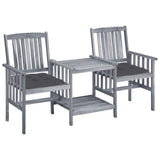 vidaXL Garden Chairs with Table and Cushions Solid Acacia Wood
