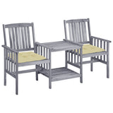 vidaXL Garden Chairs with Table and Cushions Solid Acacia Wood