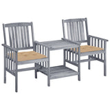 vidaXL Garden Chairs with Table and Cushions Solid Acacia Wood