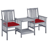 vidaXL Garden Chairs with Table and Cushions Solid Acacia Wood