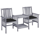 vidaXL Garden Chairs with Table and Cushions Solid Acacia Wood