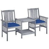 vidaXL Garden Chairs with Table and Cushions Solid Acacia Wood