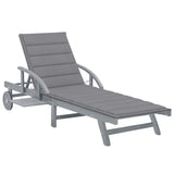 vidaXL Sun Lounger with Cushion Solid Acacia Wood