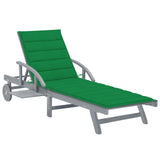 vidaXL Sun Lounger with Cushion Solid Acacia Wood