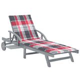 vidaXL Sun Lounger with Cushion Solid Acacia Wood