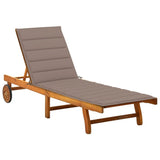 vidaXL Sun Lounger with Cushion Solid Acacia Wood