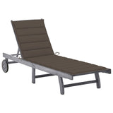 vidaXL Sun Lounger with Cushion Solid Acacia Wood Grey