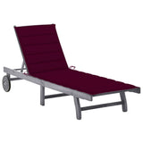 vidaXL Sun Lounger with Cushion Solid Acacia Wood Grey