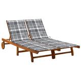 vidaXL Sun Lounger with Cushion Solid Acacia Wood