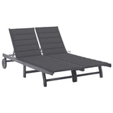 vidaXL Sun Lounger with Cushion Solid Acacia Wood Grey
