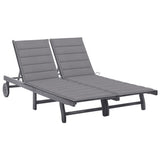 vidaXL Sun Lounger with Cushion Solid Acacia Wood Grey