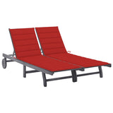 vidaXL Sun Lounger with Cushion Solid Acacia Wood Grey
