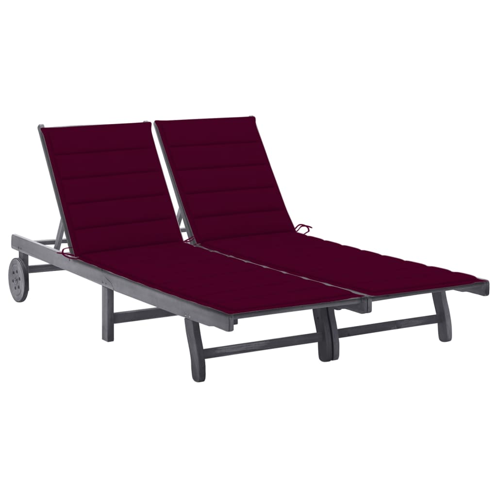 vidaXL Sun Lounger with Cushion Solid Acacia Wood Grey