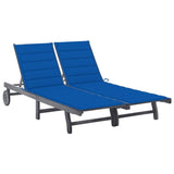 vidaXL Sun Lounger with Cushion Solid Acacia Wood Grey