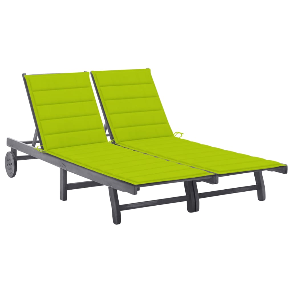 vidaXL Sun Lounger with Cushion Solid Acacia Wood Grey