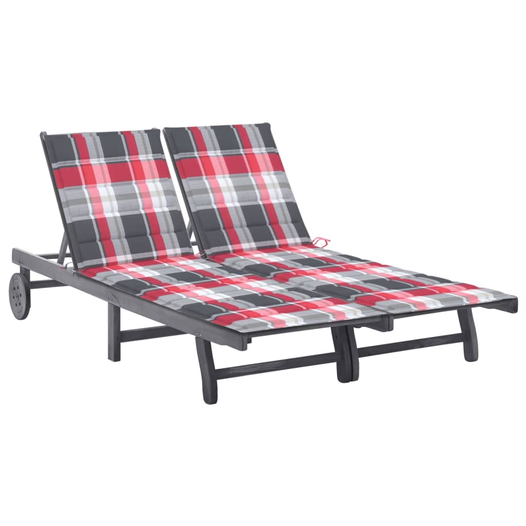 vidaXL Sun Lounger with Cushion Solid Acacia Wood Grey