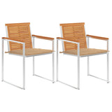 vidaXL Garden Chairs 2 pcs with Cushions Solid Acacia Wood and Steel