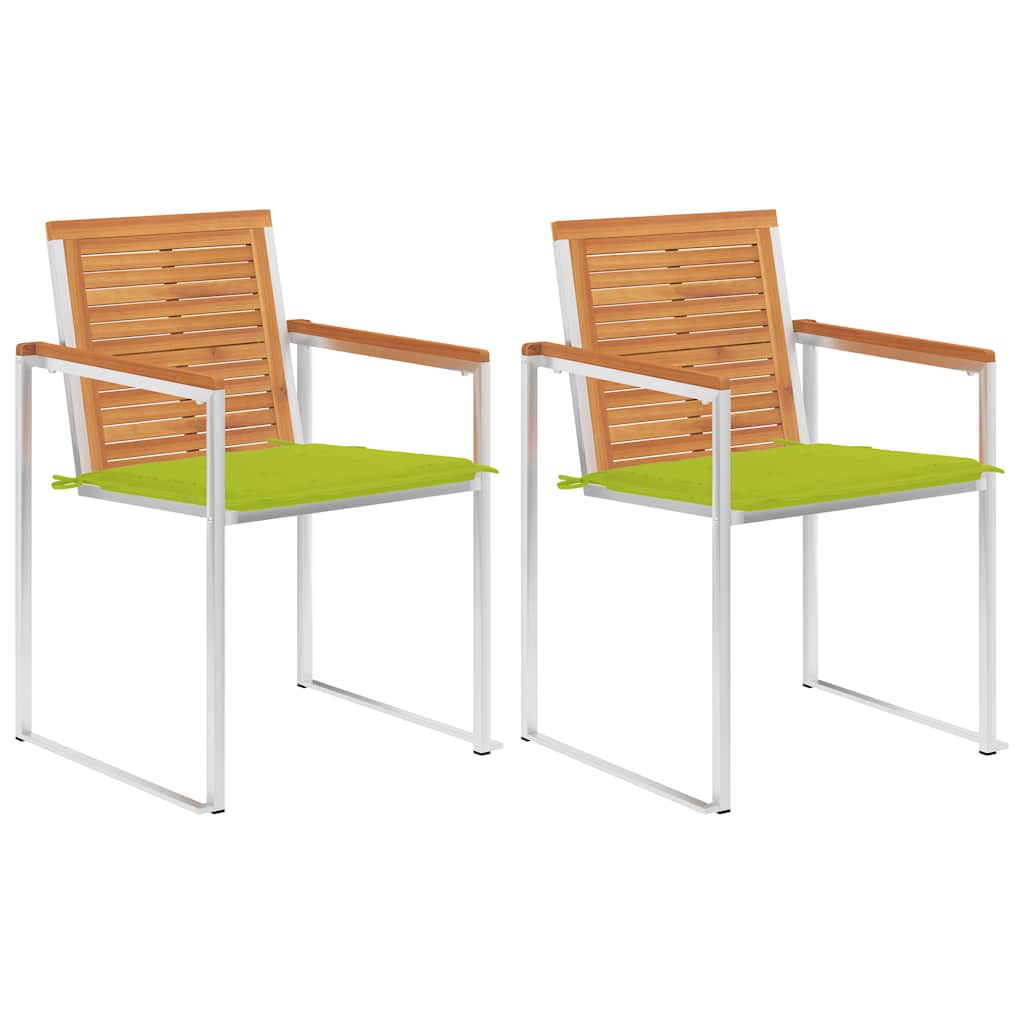 vidaXL Garden Chairs 2 pcs with Cushions Solid Acacia Wood and Steel