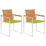 vidaXL Garden Chairs 2 pcs with Cushions Solid Acacia Wood and Steel