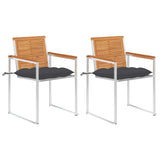 vidaXL Garden Chairs 2 pcs with cushions solid acacia wood and steel