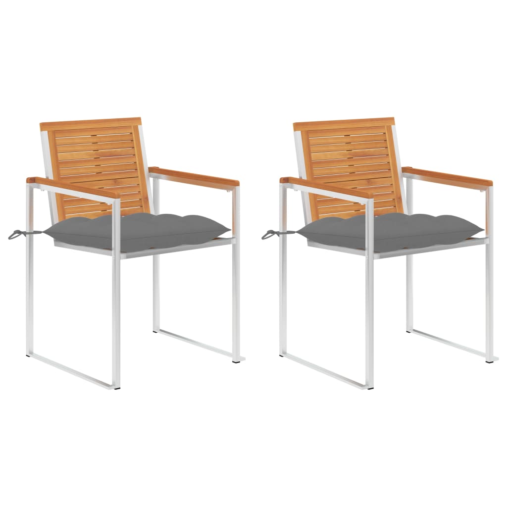 vidaXL Garden Chairs 2 pcs with cushions solid acacia wood and steel