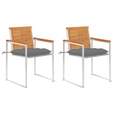 vidaXL Garden Chairs 2 pcs with cushions solid acacia wood and steel