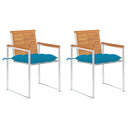 vidaXL Garden Chairs 2 pcs with cushions solid acacia wood and steel
