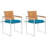 vidaXL Garden Chairs 2 pcs with cushions solid acacia wood and steel