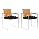 vidaXL Garden Chairs 2 pcs with cushions solid acacia wood and steel