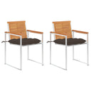 vidaXL Garden Chairs 2 pcs with cushions solid acacia wood and steel
